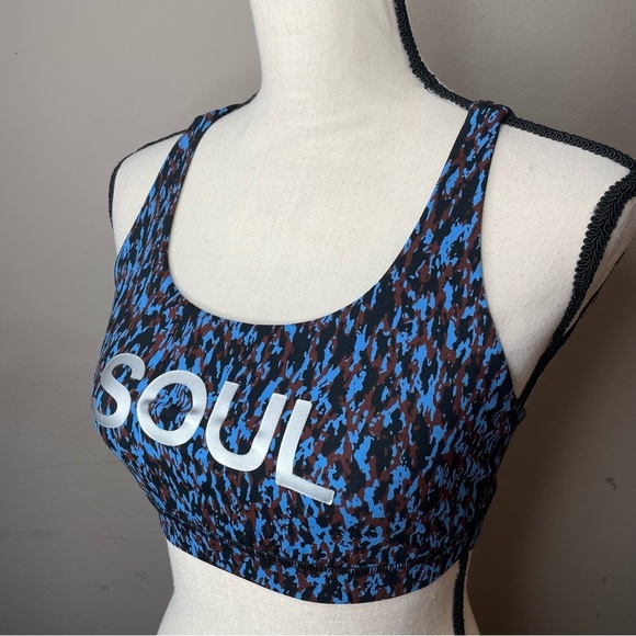 Lululemon Soul Cycle Energy Sports Bra Leopard Camo Blue Nile Multi 8 W2BKBS - Picture 5 of 11
